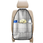 White And Grey Plaid Pattern Print Car Seat Organizers
