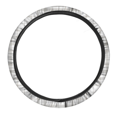 White And Grey Plaid Pattern Print Car Steering Wheel Cover