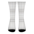 White And Grey Plaid Pattern Print Crew Socks