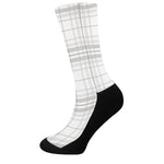 White And Grey Plaid Pattern Print Crew Socks