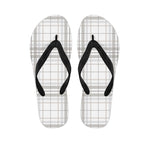 White And Grey Plaid Pattern Print Flip Flops