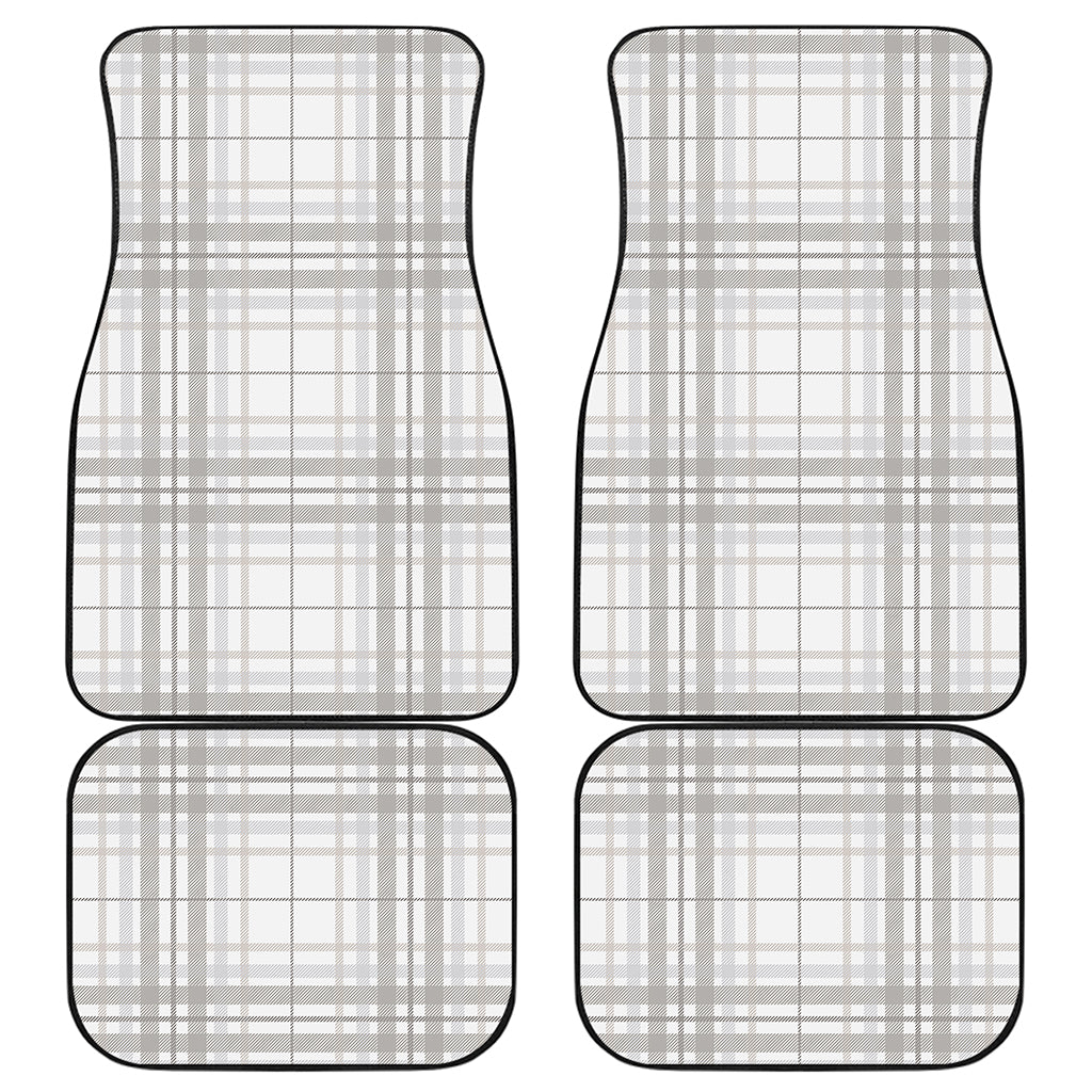 White And Grey Plaid Pattern Print Front and Back Car Floor Mats