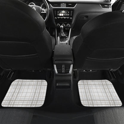 White And Grey Plaid Pattern Print Front and Back Car Floor Mats