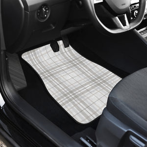 White And Grey Plaid Pattern Print Front and Back Car Floor Mats