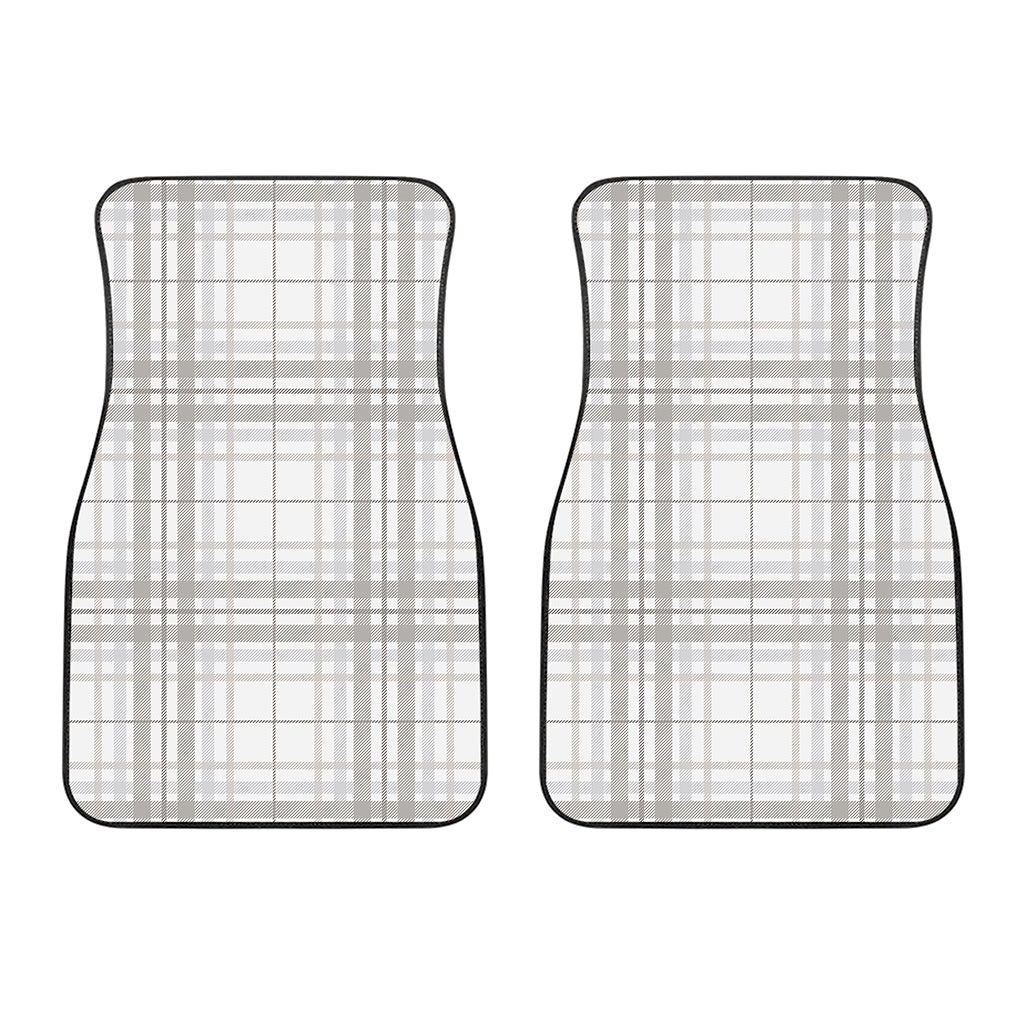 White And Grey Plaid Pattern Print Front Car Floor Mats