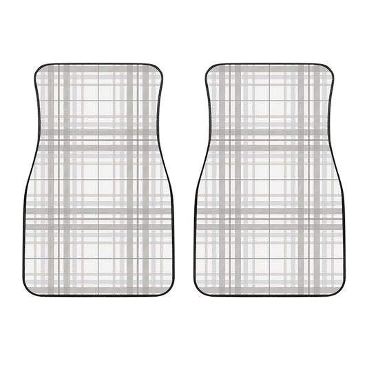White And Grey Plaid Pattern Print Front Car Floor Mats