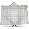 White And Grey Plaid Pattern Print Hooded Blanket