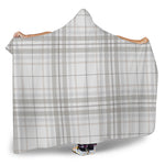 White And Grey Plaid Pattern Print Hooded Blanket