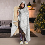 White And Grey Plaid Pattern Print Hooded Blanket