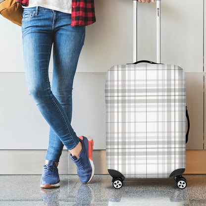 White And Grey Plaid Pattern Print Luggage Cover