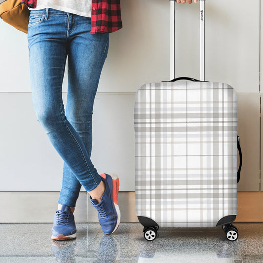 White And Grey Plaid Pattern Print Luggage Cover