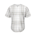 White And Grey Plaid Pattern Print Men's Baseball Jersey