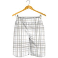 White And Grey Plaid Pattern Print Men's Shorts