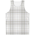 White And Grey Plaid Pattern Print Men's Tank Top
