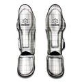 White And Grey Plaid Pattern Print Muay Thai Shin Guards