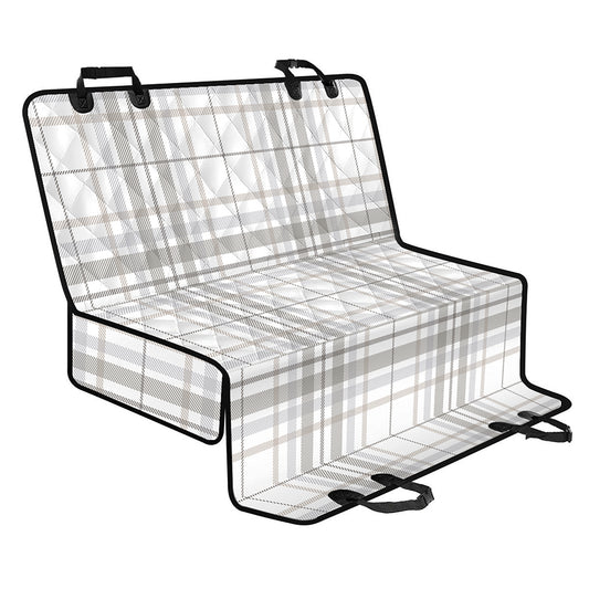 White And Grey Plaid Pattern Print Pet Car Back Seat Cover