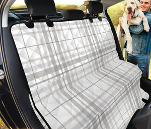 White And Grey Plaid Pattern Print Pet Car Back Seat Cover