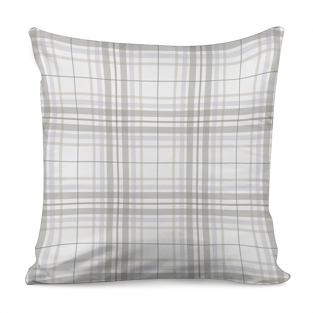 White And Grey Plaid Pattern Print Pillow Cover