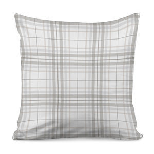 White And Grey Plaid Pattern Print Pillow Cover