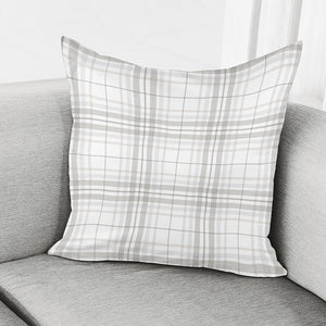 White And Grey Plaid Pattern Print Pillow Cover