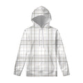 White And Grey Plaid Pattern Print Pullover Hoodie