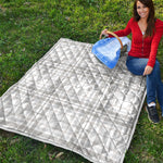 White And Grey Plaid Pattern Print Quilt