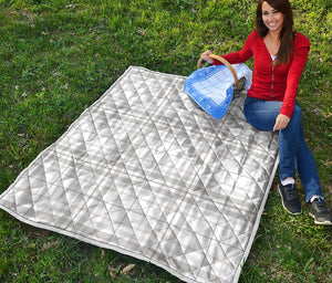 White And Grey Plaid Pattern Print Quilt