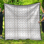 White And Grey Plaid Pattern Print Quilt