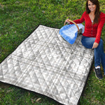 White And Grey Plaid Pattern Print Quilt