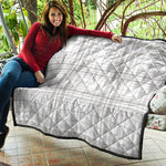 White And Grey Plaid Pattern Print Quilt