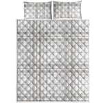 White And Grey Plaid Pattern Print Quilt Bed Set