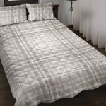 White And Grey Plaid Pattern Print Quilt Bed Set