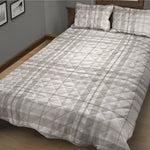 White And Grey Plaid Pattern Print Quilt Bed Set