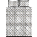 White And Grey Plaid Pattern Print Quilt Bed Set