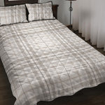 White And Grey Plaid Pattern Print Quilt Bed Set