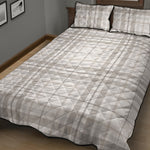 White And Grey Plaid Pattern Print Quilt Bed Set