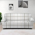White And Grey Plaid Pattern Print Sofa Cover