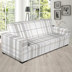 White And Grey Plaid Pattern Print Sofa Slipcover