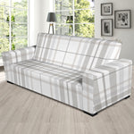 White And Grey Plaid Pattern Print Sofa Slipcover