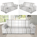 White And Grey Plaid Pattern Print Sofa Slipcover