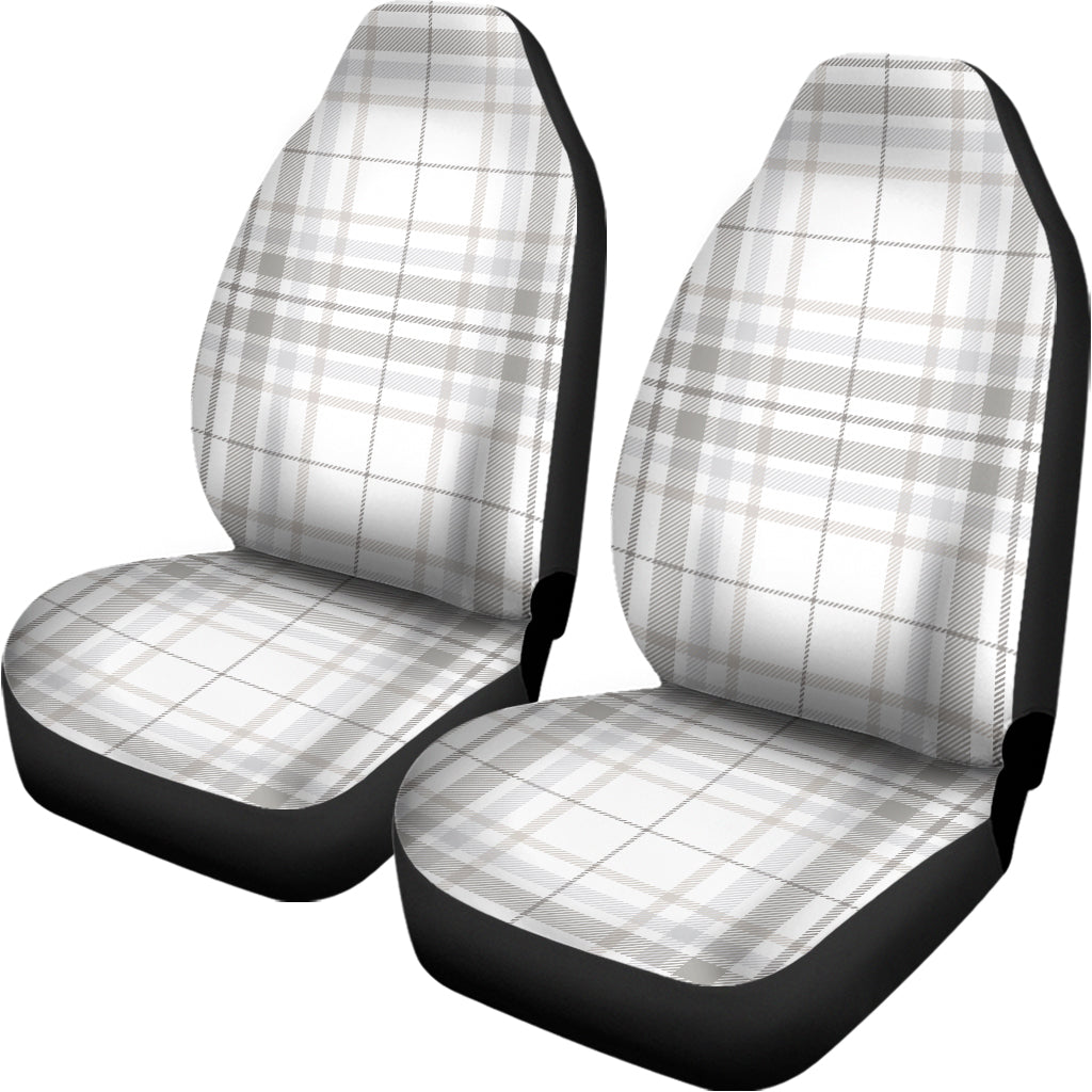 White And Grey Plaid Pattern Print Universal Fit Car Seat Covers