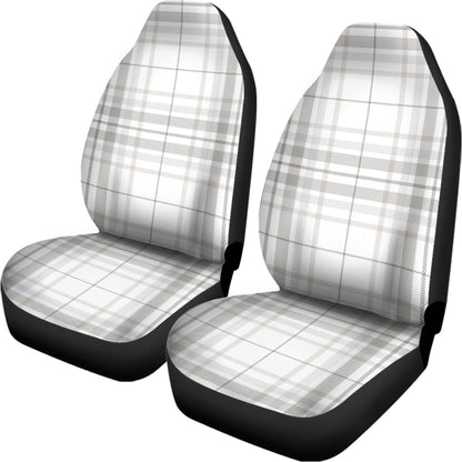 White And Grey Plaid Pattern Print Universal Fit Car Seat Covers