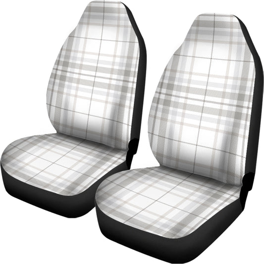 White And Grey Plaid Pattern Print Universal Fit Car Seat Covers