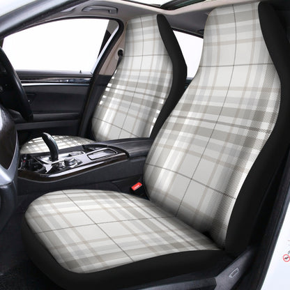White And Grey Plaid Pattern Print Universal Fit Car Seat Covers