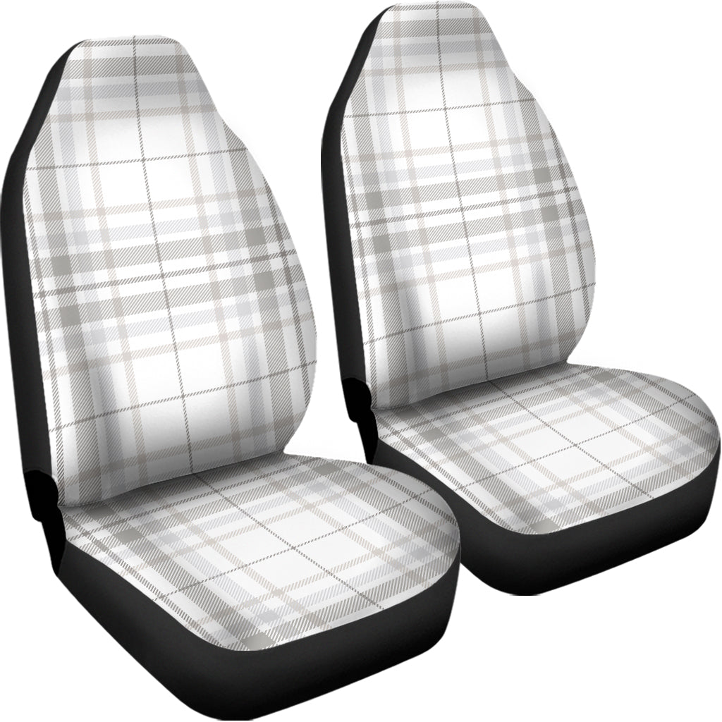 White And Grey Plaid Pattern Print Universal Fit Car Seat Covers