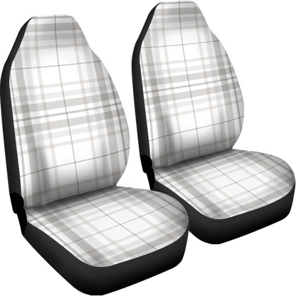 White And Grey Plaid Pattern Print Universal Fit Car Seat Covers