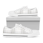 White And Grey Plaid Pattern Print White Low Top Shoes