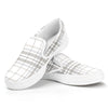 White And Grey Plaid Pattern Print White Slip On Shoes