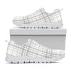 White And Grey Plaid Pattern Print White Sneakers