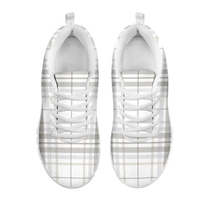 White And Grey Plaid Pattern Print White Sneakers